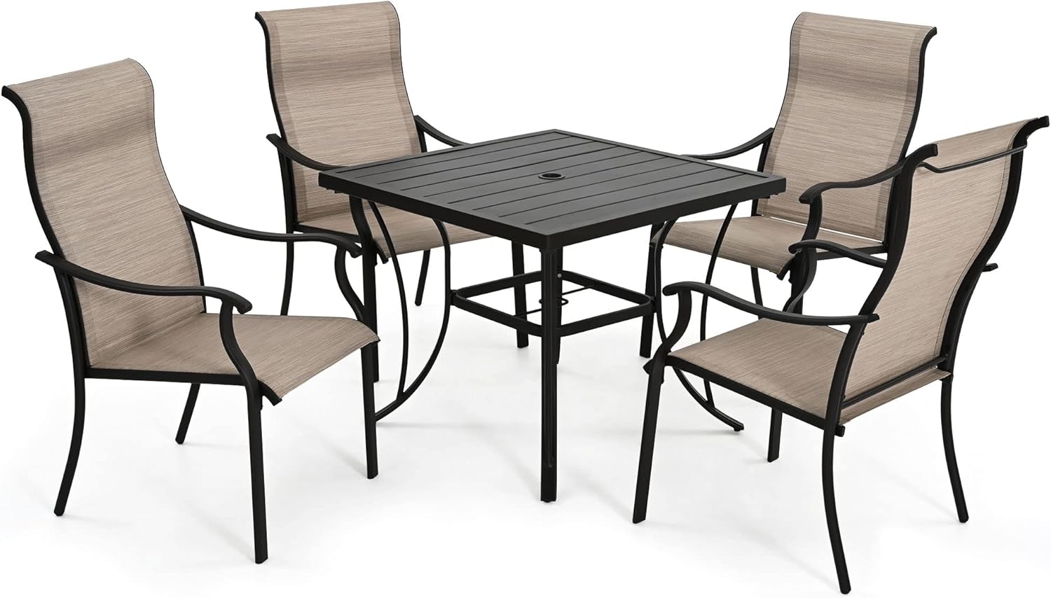 HAPPATIO 5 Piece WeatherResistant Patio Dining Set with Textilene
