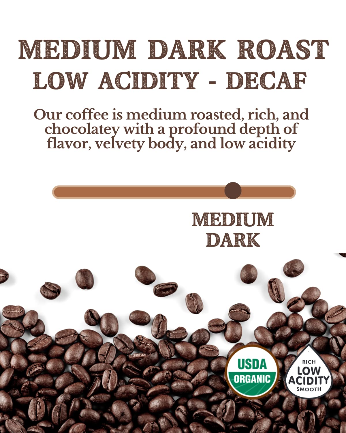 5LB Subtle Earth Organic Decaf - Swiss Water Process Decaf - Medium Dark Roast - Whole Bean Coffee - Low Acidity - Organic Certified by CCOF - 5 Pound Bag