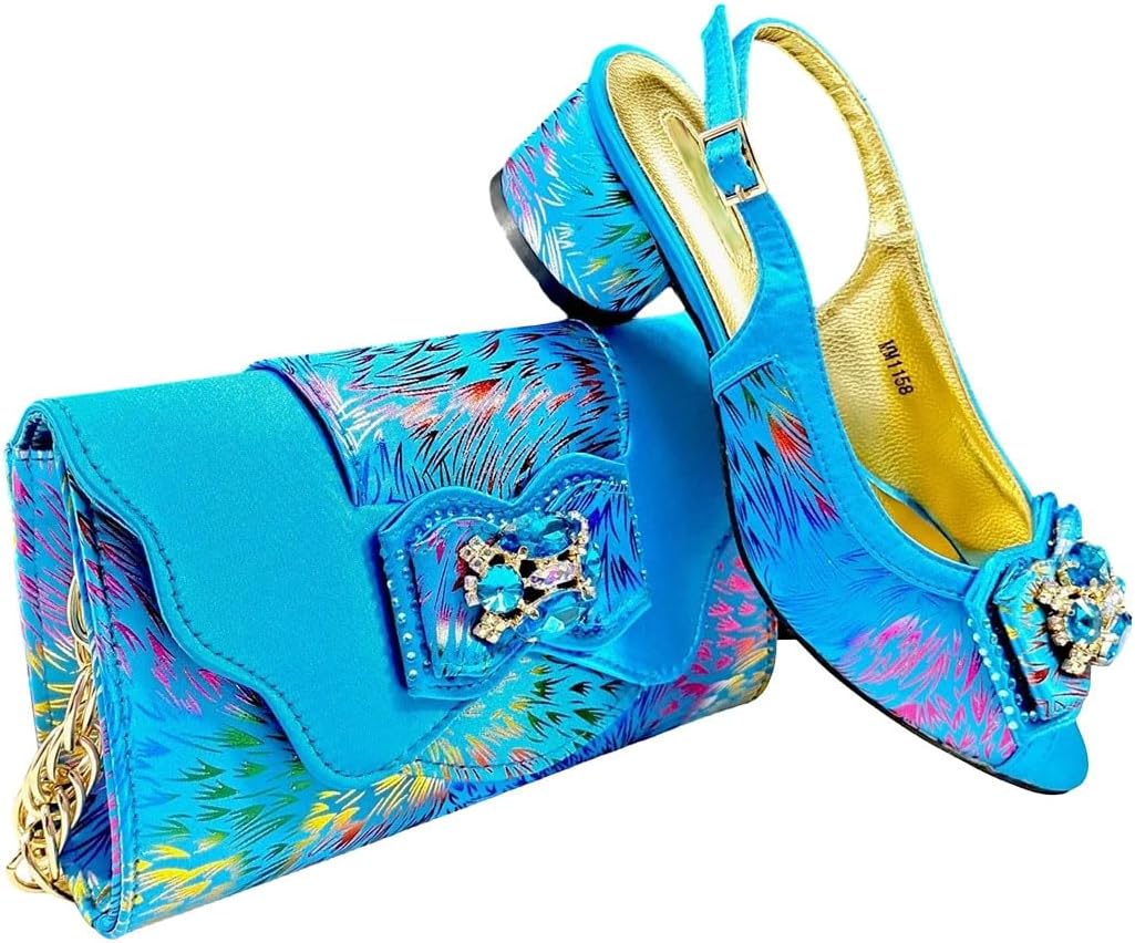 Women Nigerian style shoe bag set elegant high heels weddings