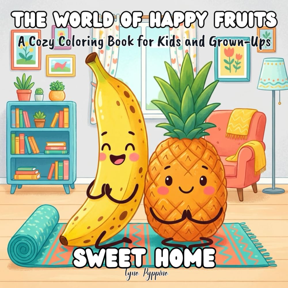 The World of Happy Fruits: A Cozy Coloring Book for Kids and Grown-Ups: 90 Fun Pages of Fruit Characters Doing Everyday Things