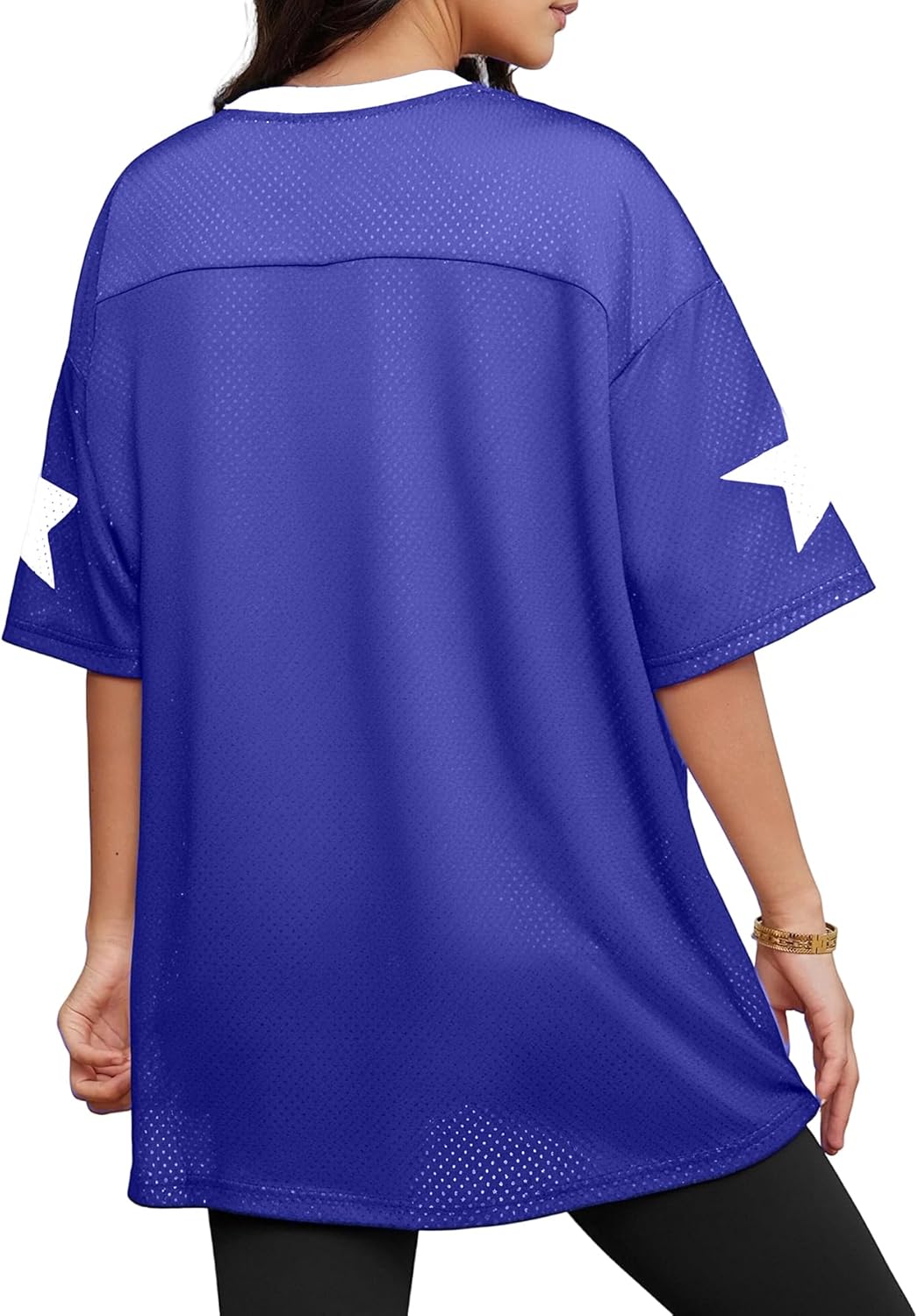 Women Jersey Shirts Football V Neck Shirt Game Day Season Tops Short Sleeve Tee - Image 6