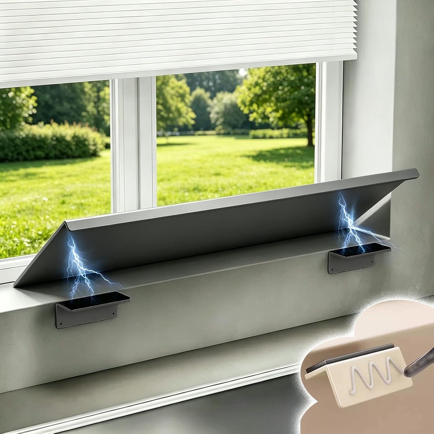Magnetic Window Sill Extender - No Drill Balcony Countertop Tray for Over Sink, Waterproof Carbon Steel, Gray (16x8 in) - Perfect for Organizing and Maximizing Space