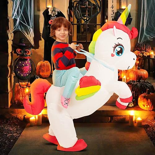 Miniatura 6 de Unicorn Costume Inflatable Costume Kids Blow up Costumes Toddler Ride On Deluxe Halloween Costume Boy Girl
