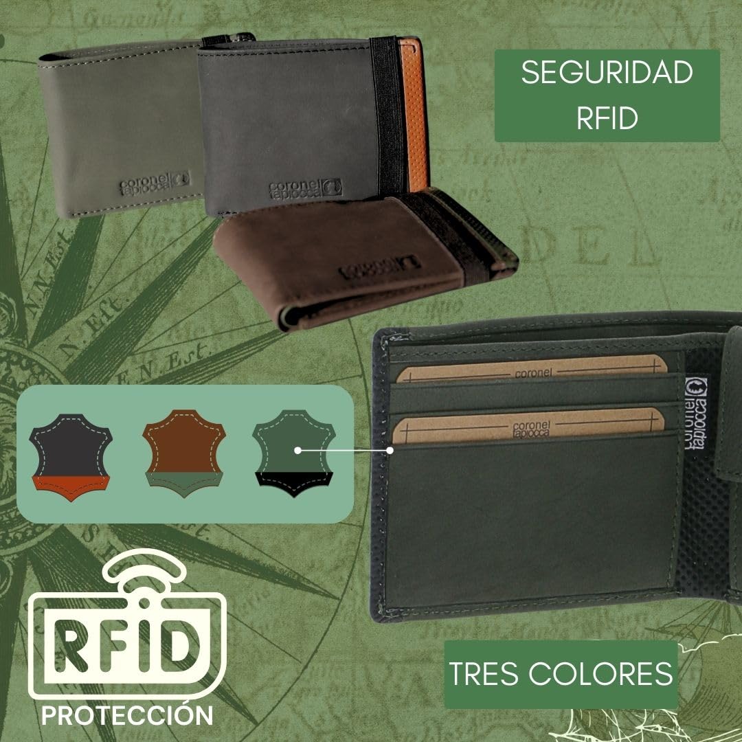 Coronel Tapioca - Carteras para Hombre de Piel - Cartera Hombre con Monedero - Monedero Hombre Casual - Cartera Tarjetero Hombre Gran Capacidad