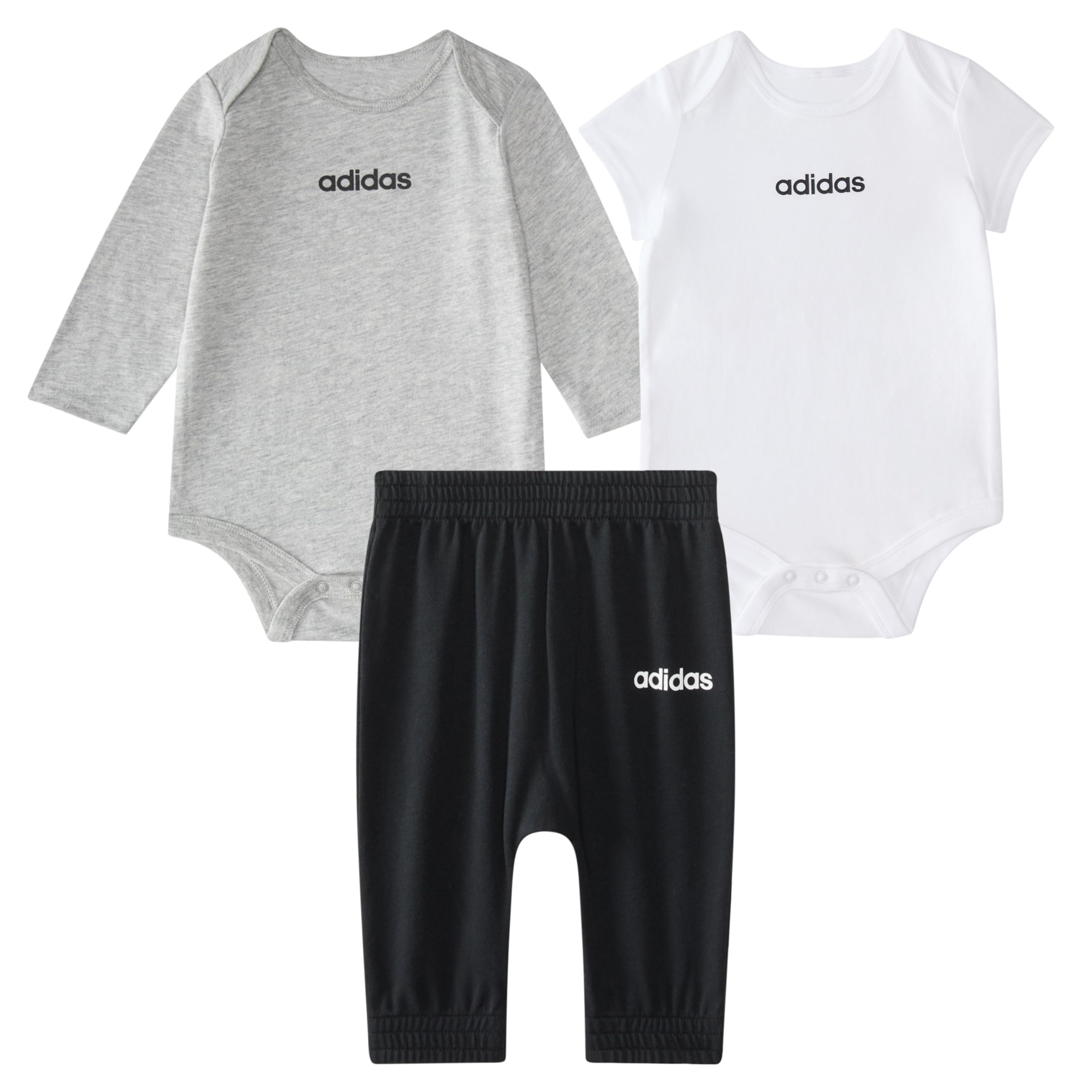 

                                                    adidas Baby Boys 3-Piece Linear Logo Heather Bodys