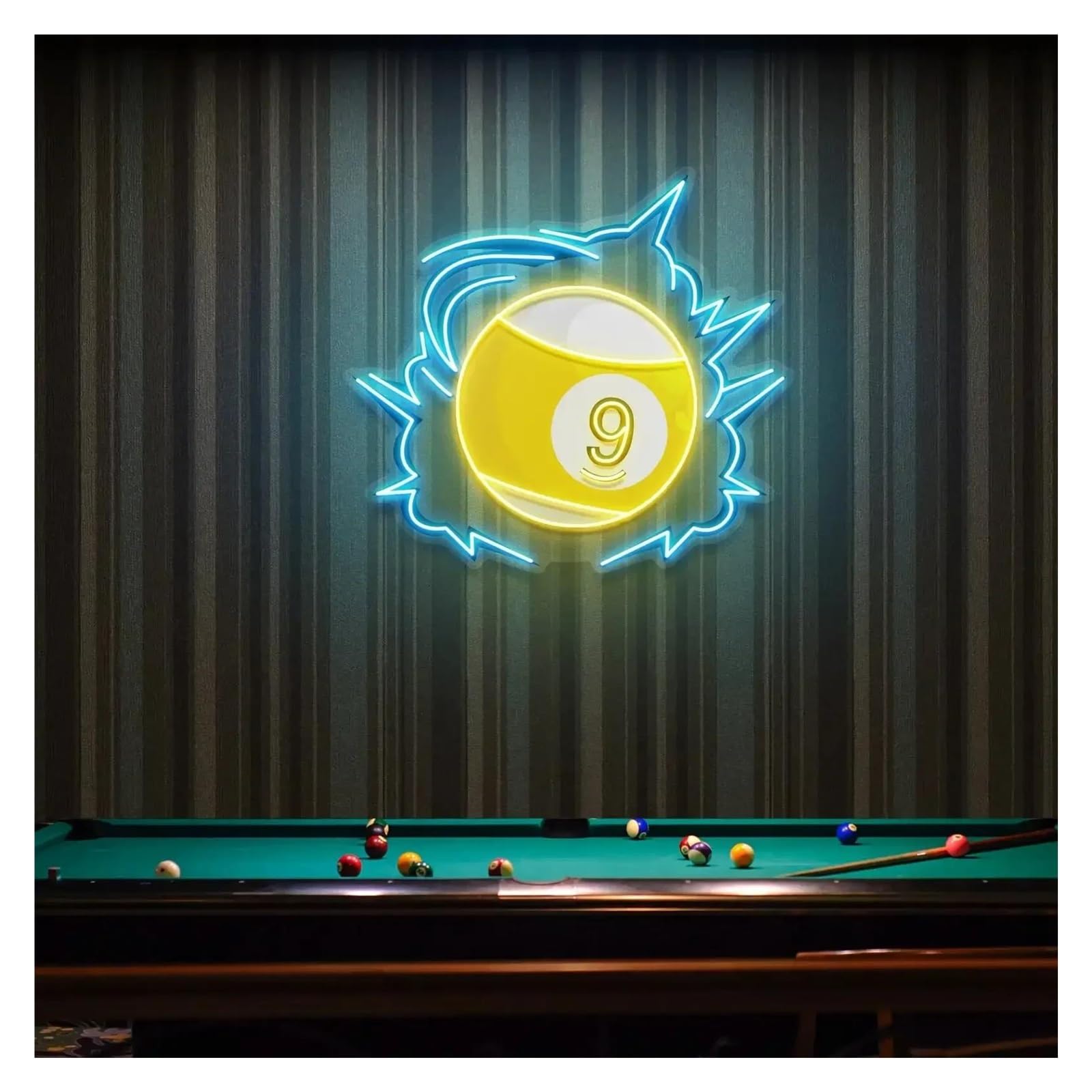 Shouxi E Sign Lamp Billiard Acrylic Artwork Neon Sign Gaming Room Sport Bar Club Wall Decor Ball Lovers 50Cm(E)