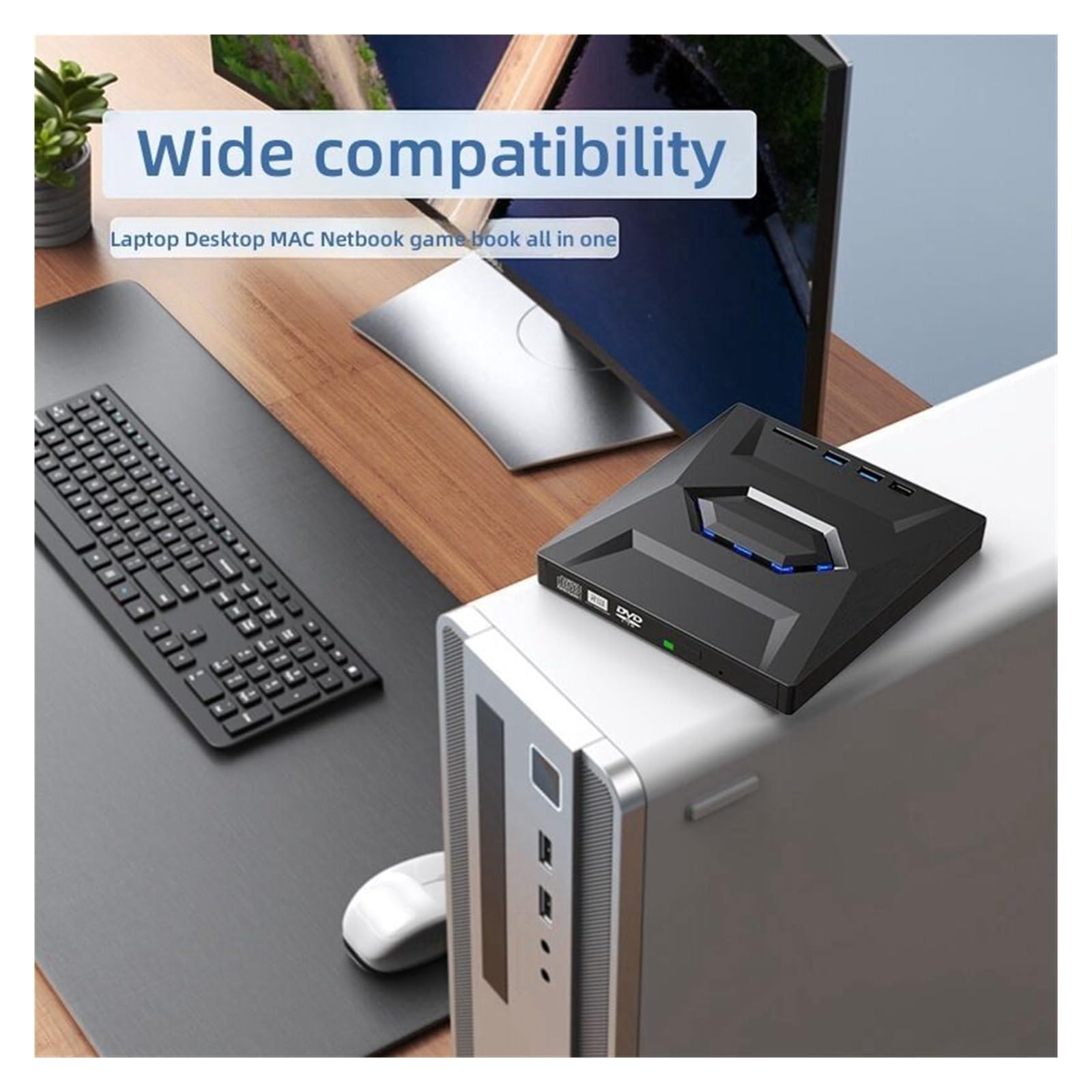 Odtwarzacz DVD, Zewnętrzny odtwarzacz Bluray USB 3.0 7 w 1 Wielofunkcyjna nagrywarka DVD BD CD Odczyt kart SD TF