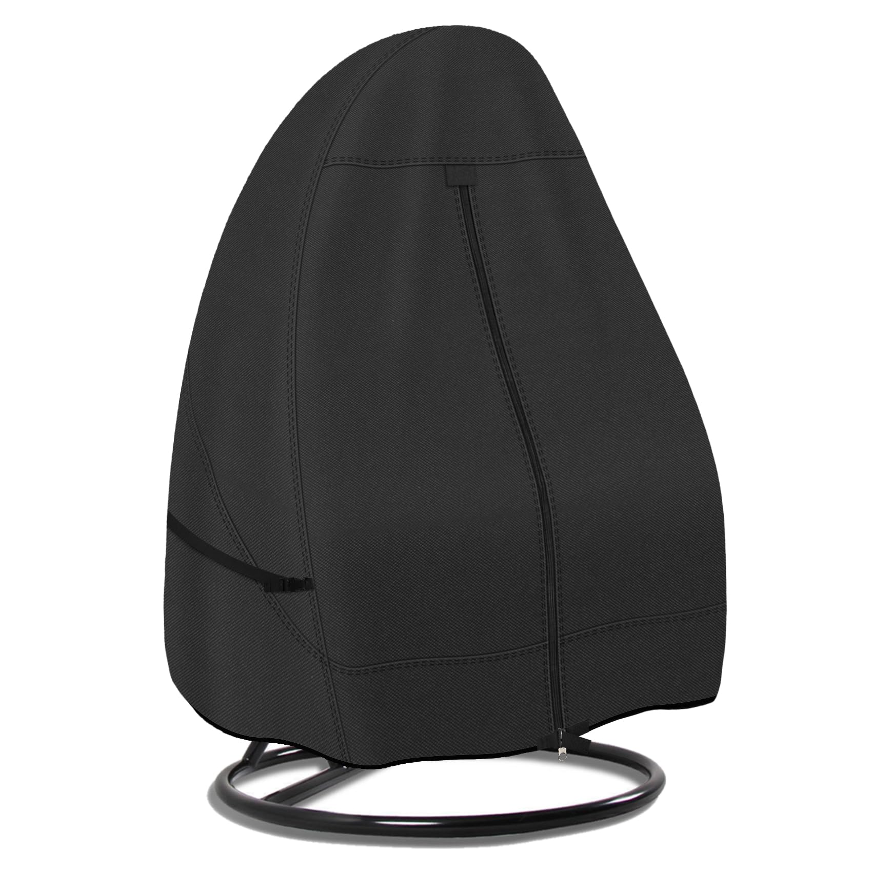 Porch Shield Patio Hanging Egg Chair Cover - 600D Waterproof Outdoor Single Seat Wicker Swing Egg Chair with Stand Protector, Black