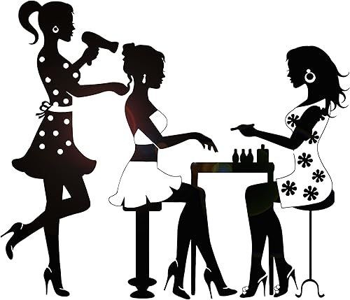 Vinilo Adhesivo de Pared Salón de Belleza Peluquería Manicura Uñas Moda Modelo Chica Pegatinas Decoración Grande (688ig) Negro