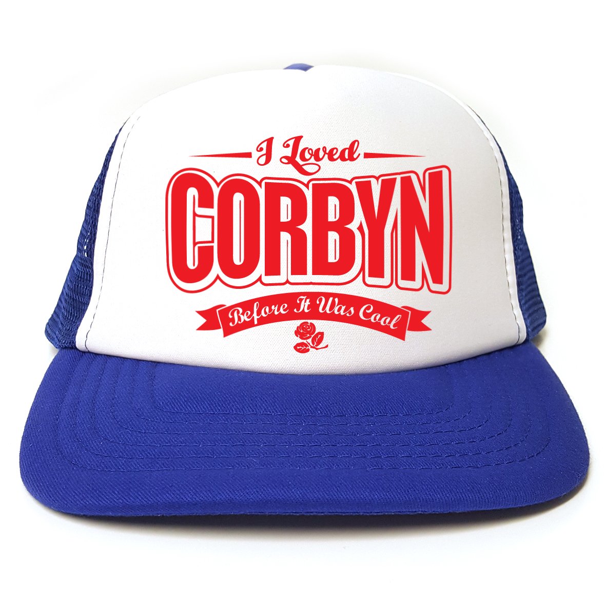 Rocket Fuel 'I Loved Corbyn Before It was Cool' Funny Printed Trucker Cap - Royal Blue
