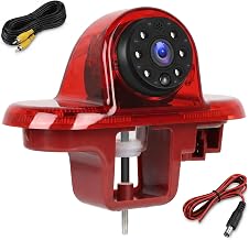 Caméra de Recul pour Renault Trafic 2001-2014/Opel Combo 2001-2011/Opel Vivaro 2001-2014, 720P, Grand Angle de 140°, Étanche IP67, Vision Nocturne Infrarouge, Caméra de Troisième Feu Stop de Voiture