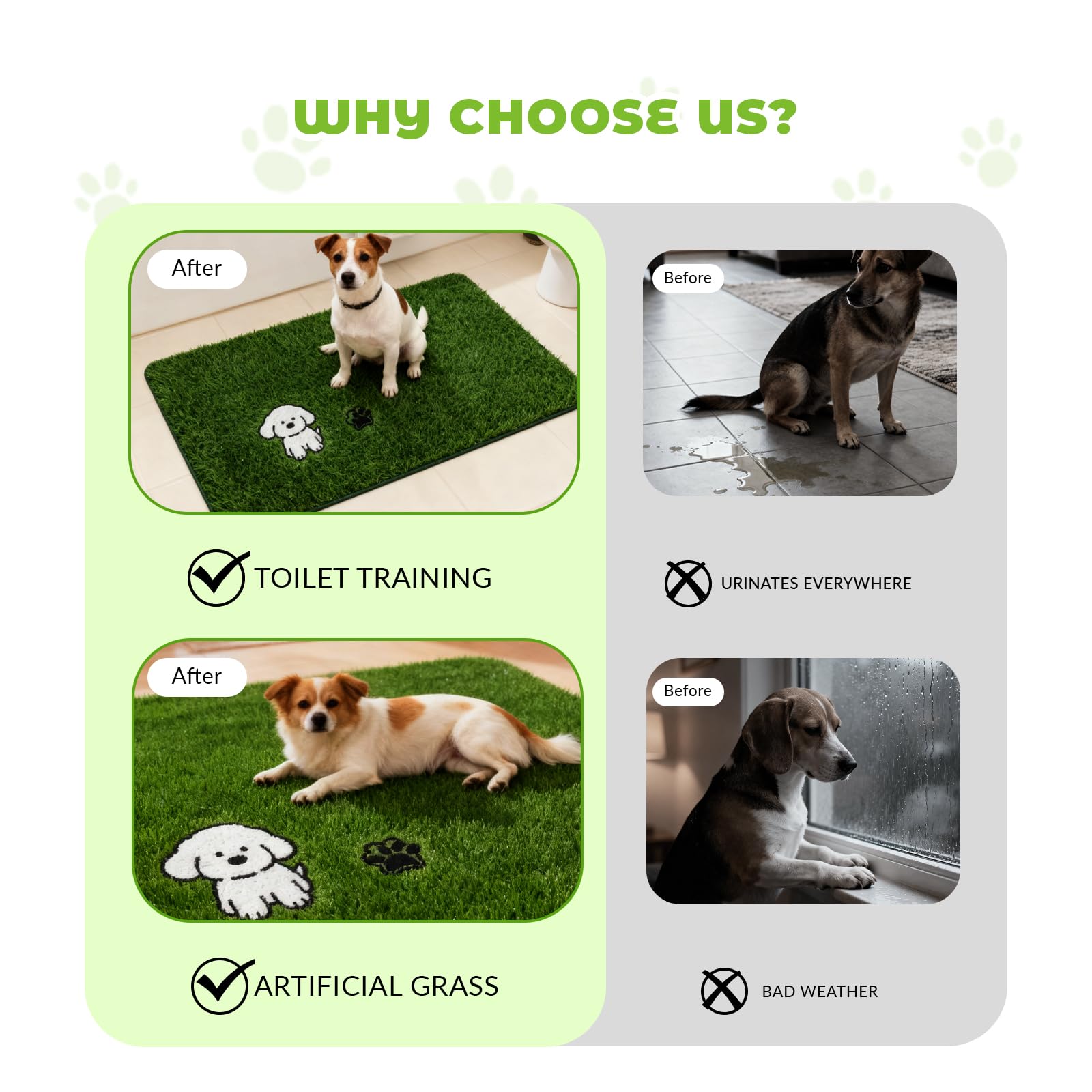 Tapis d'herbe Artificielle pour Chiots, Toilettes pour Chiens, Dressage des Chiots, pour l'intérieur et l'extérieur,46x36cm