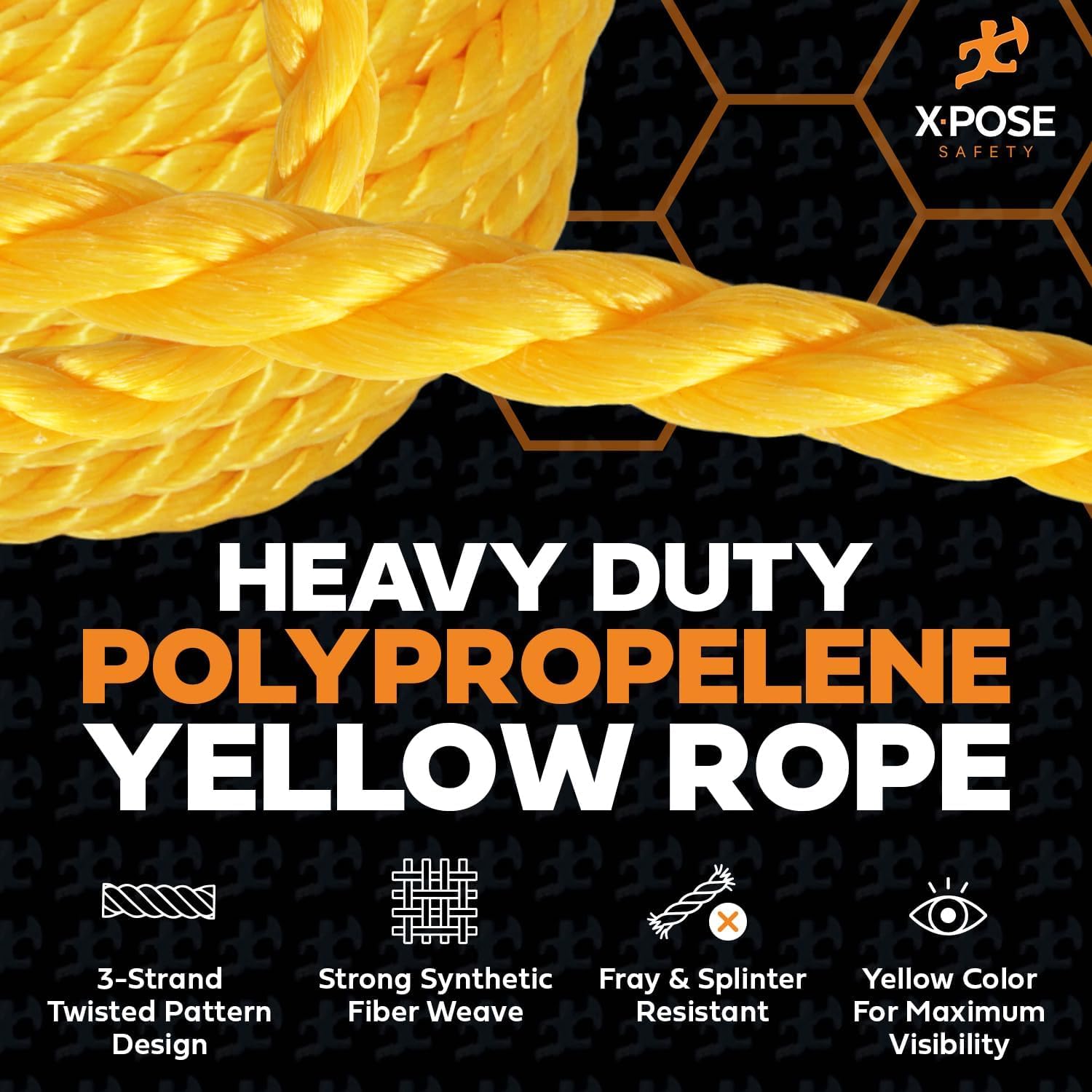 Snapklik.com : Yellow Twisted Polypropylene Rope, 1/4