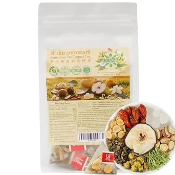 SIFANGDA Siraitia Grosvenorii Snow Pear and Loquat Tea 100g5g20P Natural Ingredients | Individual Teabags | Traditional Chinese Formula Herbal Tea | Ideal for Daily Wellness