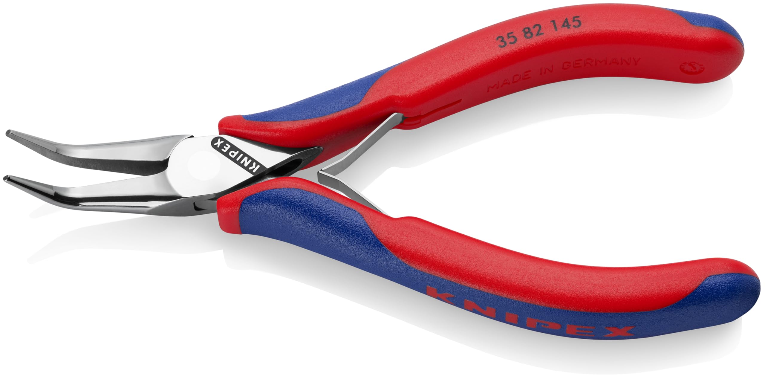 KNIPEX Werkzeuge - Elektronikzange, halbrunde Spitzen, 45 Grad abgewinkelt, Mehrkomponenten (3582145), 5,75