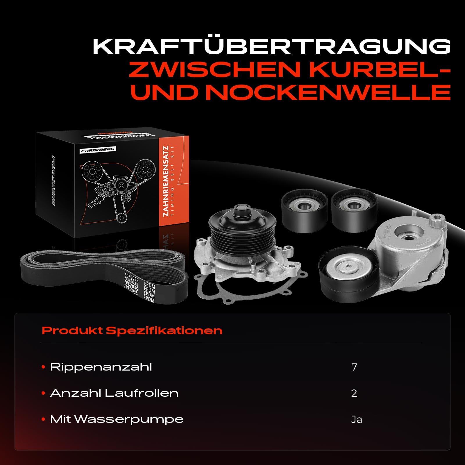 Frankberg Timing Belt Tensioner Pulley Tensioning Device Belt Tensioner V-Ribbed Belt Drive Deflection Guide Pulley Replace# KP17PK2035-2