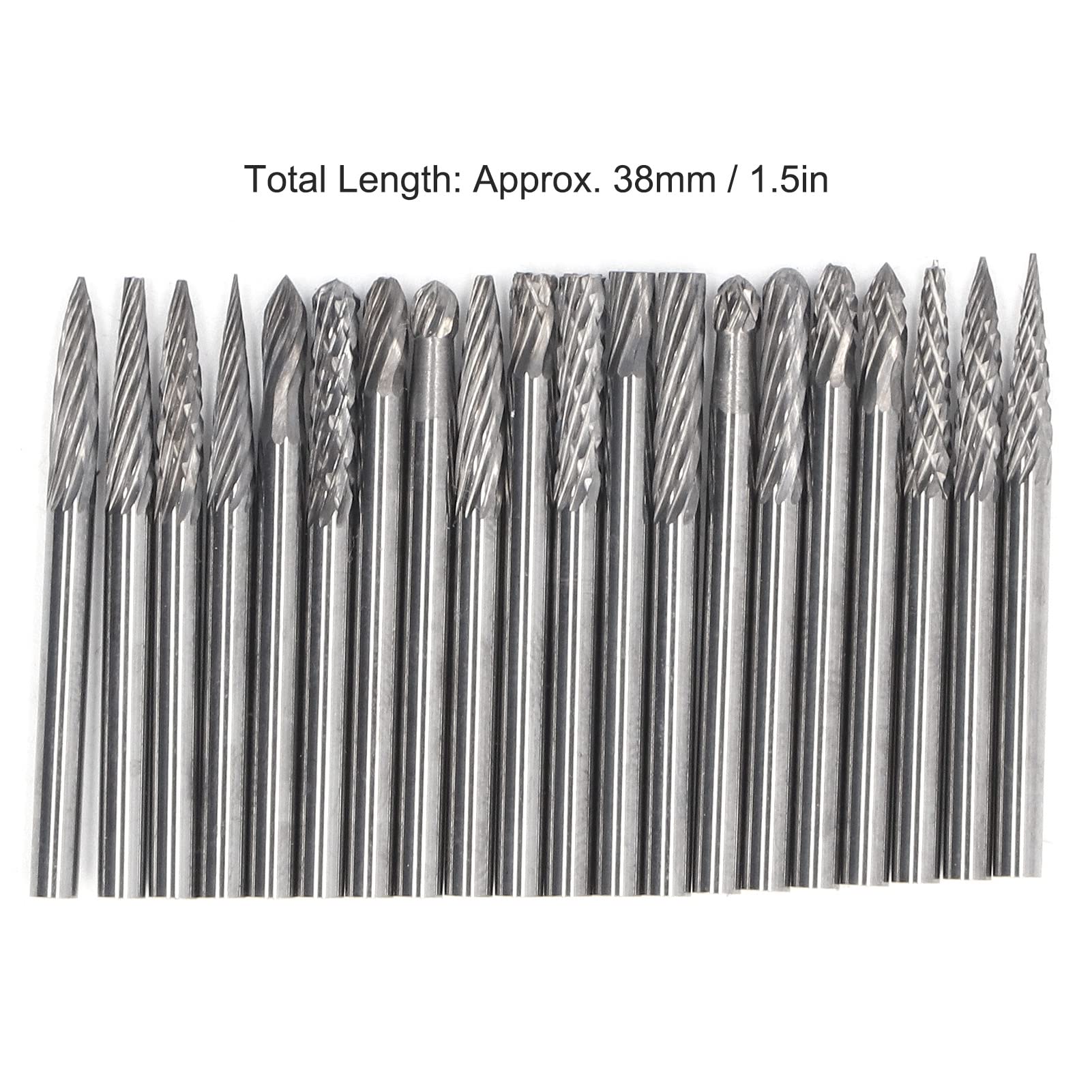 20 PCS SET BURR DE CARBIDE, archivos de rotación de carburo de tungsteno para grabado en madera de metal, patrones de doble corte único, grado profesional con carcasa de al