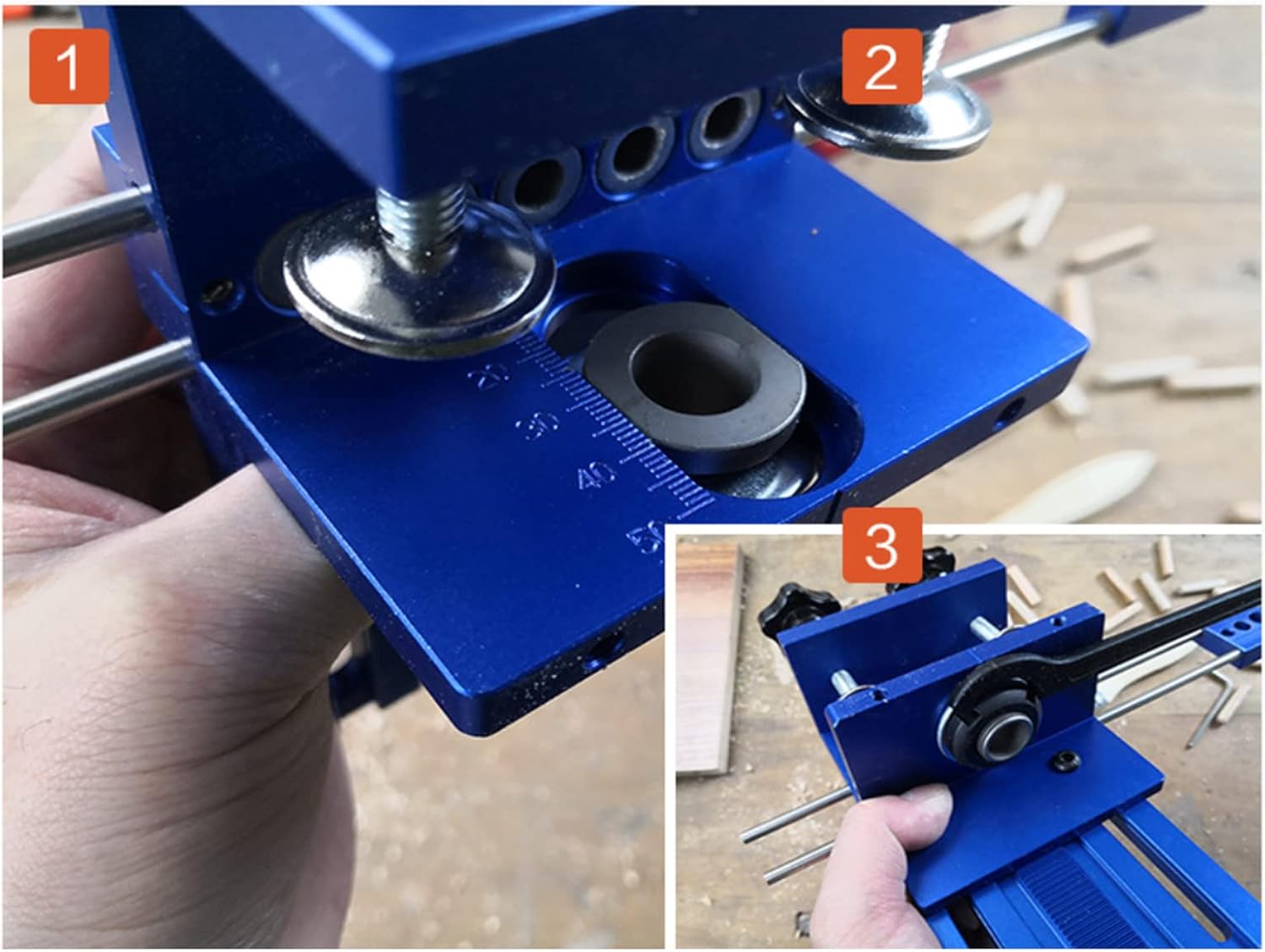 Yuantenhwy Universal High Precision Jig Dowel Cam Jig Kit with 5 Dowel Drilling Sleeves (6/8/10mm), Wood Hole Drilling Guide Woodworking Position for DIY Wood working,Furniture Repair,etc