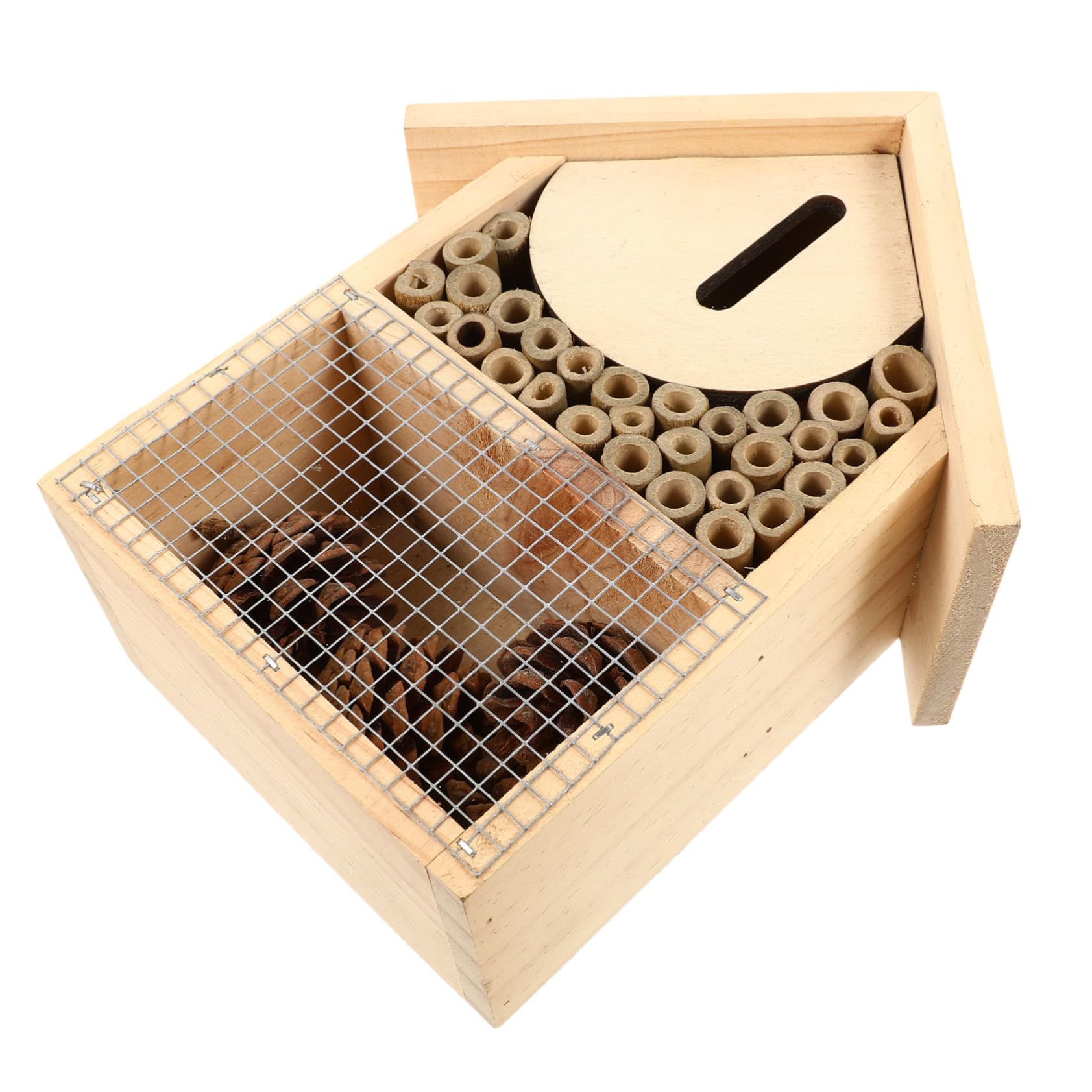 Holz Bienenhaus zum Aufhängen mit Haken für Garten Leicht Anzubringen Bienen Nisthilfe und Schutzraum