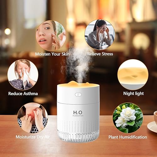 Miniatura 3 de Humidificador pequeño portátil para dormitorio con luz nocturna niebla fría interior mini humidificadores de aire pequeños para plantas habitación