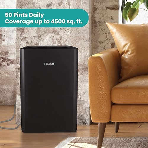Miniatura 6 de Hisense Energy Star - Deshumidificador portátil de 50 pintas con bomba integrada, apagado automático y temporizador, deshumidificador para el hogar