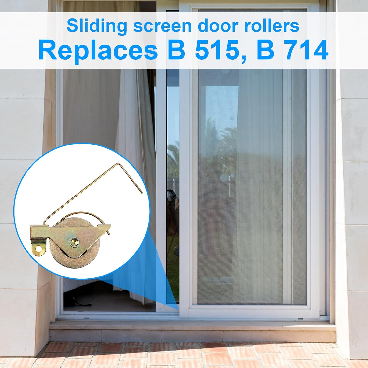 4 Pcs Sliding Screen Door Rollers, 1-1/4in Sliding Screen Door Spring Tension Wheel Replacement Parts with Concave Steel Ball Bear for Arcadia and Peachtree, Roller Replaces B515 B714 Accessories