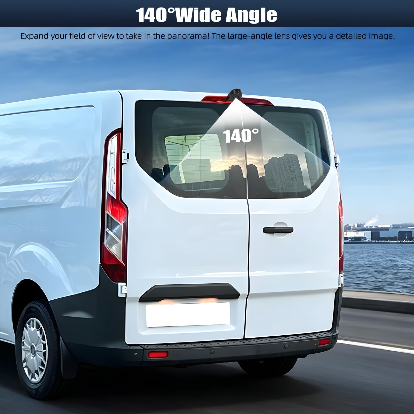 CAMECHO Visione Notturna DOPPIA Telecamera per Auto per Ford Transit 2012–2015 con HD/CVBS - IP67, Grandangolo 140°, Linee di guida per il parcheggio, Telecamera retrovisore compatibile per Transit