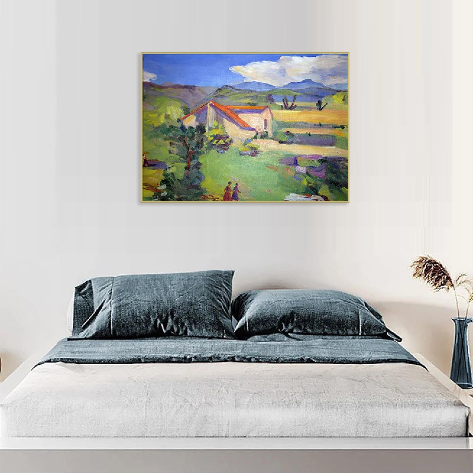 RKGHDCX Pinturas en lienzo-Reproducciones de Famosos cuadros artísticos de pared carteles e impresiones para decoración del hogar(cabina) 60x80cm24 x32 Marco dorado