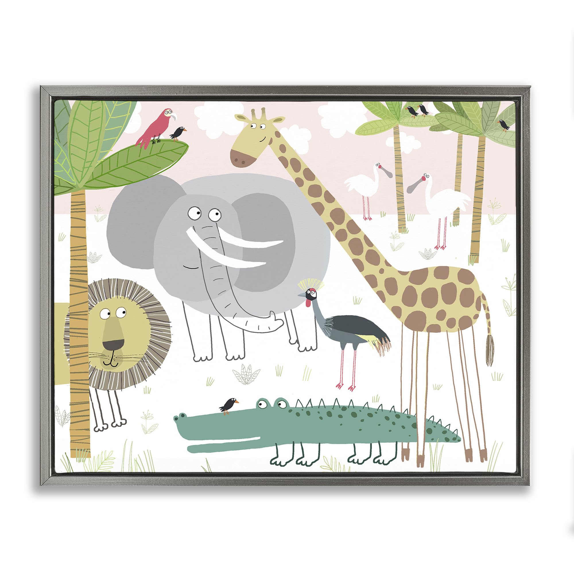 Stupell Industries Luster Gray (Matte) 'Safari Animals Out And About'| Floating Frame Canvas Art