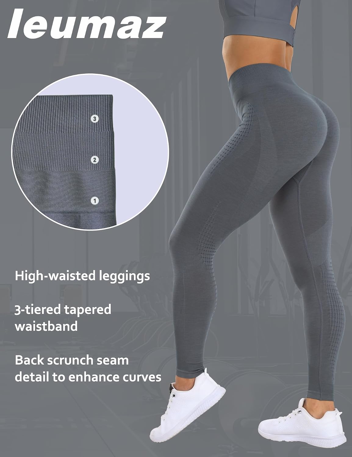 Ieumaz Amplify Scrunch Butt Lifting Leggings for Women Seamless Gym Workout Leggings High Waist Tummy Control Yoga Pants