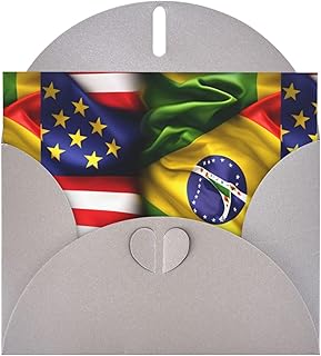 American And Brazilian Flags Print Greeting Cards With Envelopes, Holiday Cards For Christmas & Anniversaries