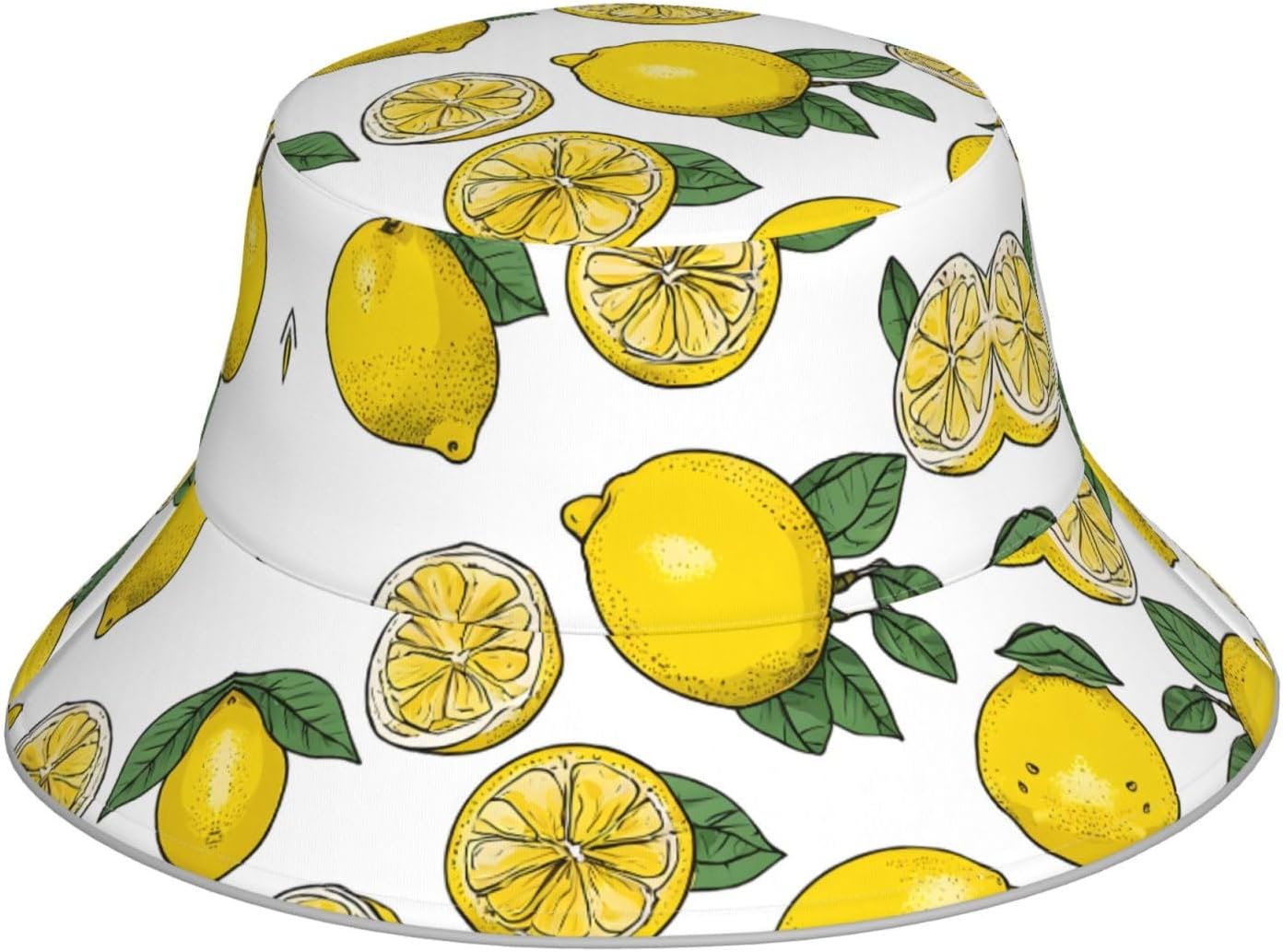 (Lemon Fruit Pattern) Reflective Reversible Bucket Hat Foldable Breathable Stylish Two-Way Wear for Outdoor Travel Daily Activities