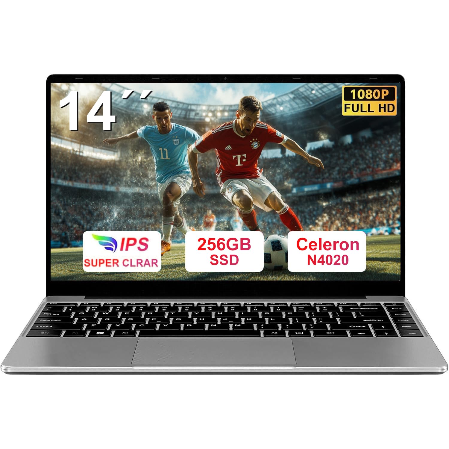 bvate PC Portatile 14 Pollici Laptop Win 11 256 GB ROM Celeron N4020 2.4G+5G WiFi upto 2.8 GHz Supporta l'espansione SSD 1TB 4.2 USB HDMI Tastiera Italiana Membrana Mouse Senza Fili-Grigio-2