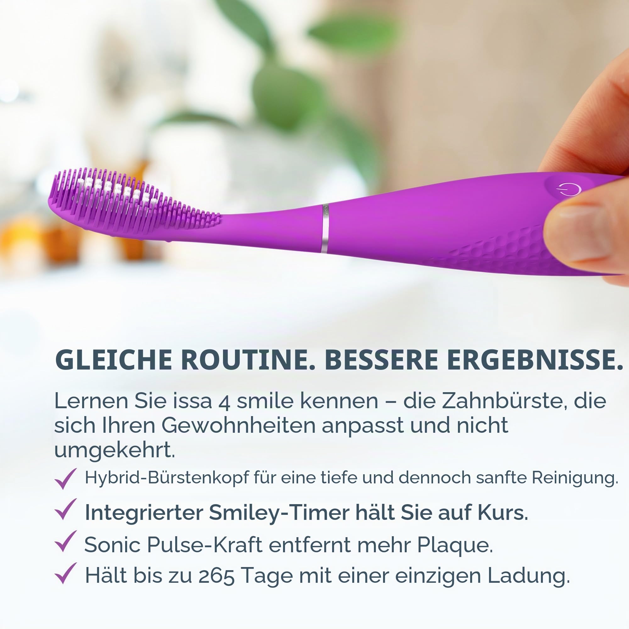 FOREO ISSA 4 Smile – Kompakte Schallzahnbürste für jedes Alter, Violett | Elektrische Zahnbürste, Schallzahnbürste, Weiche Borsten, Zahnfleischpflege, Zungenreiniger, Reisezahnbürste, Aufladbar