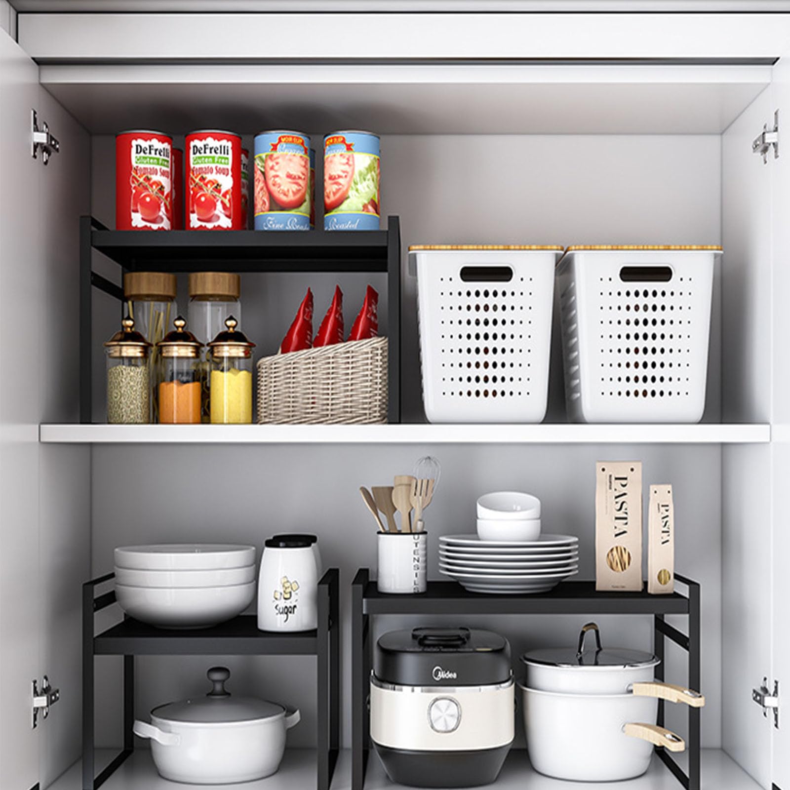 Amazon｜拡張可能なキッチン食器棚棚拡張可能な収納ラック棚キッチン棚