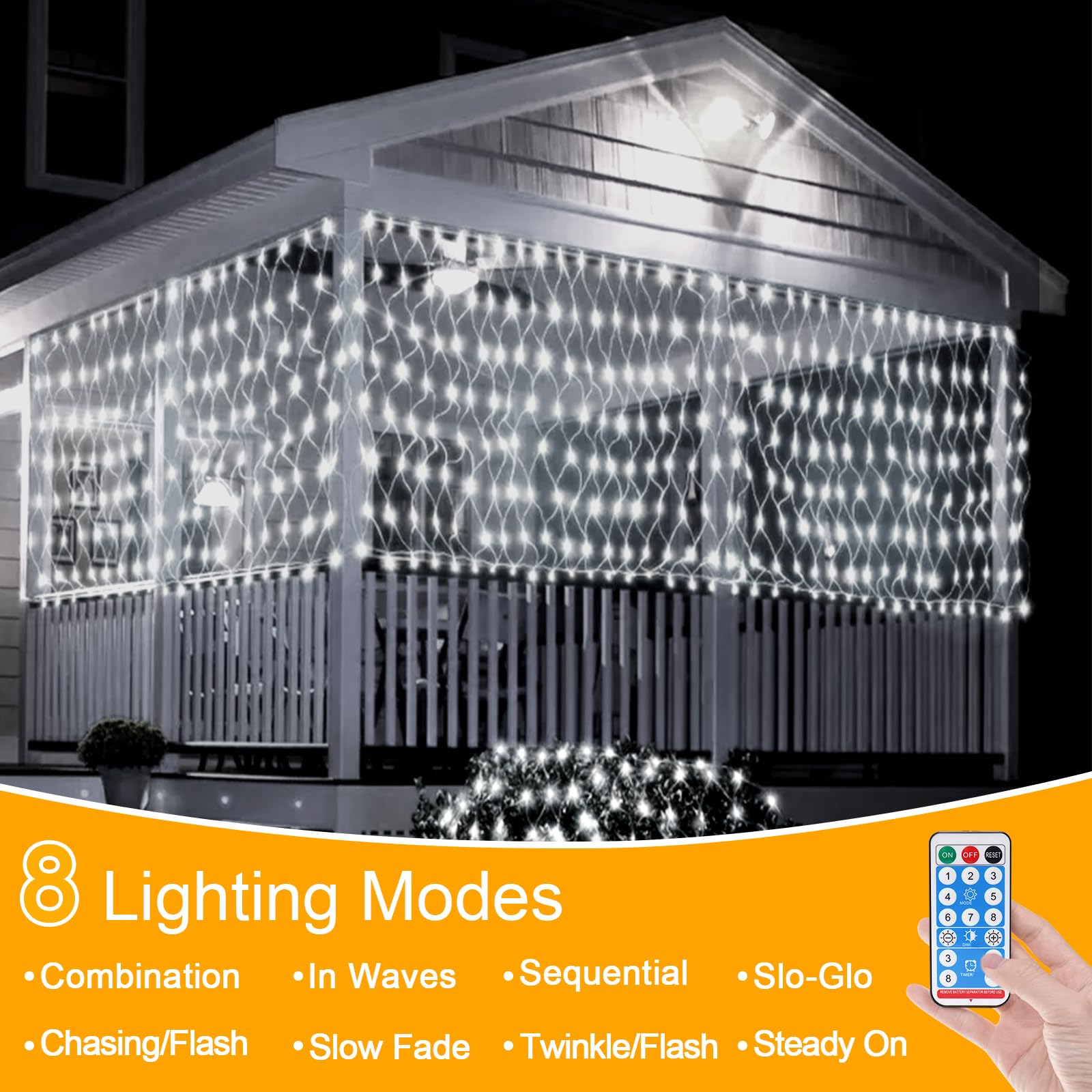 GHONLZIN LED Solare Catene Luminose, 2x3M Decorazione di rete Luci di Natale, 192 LEDs 8 Modalità Impermeabile Tende Decorazione di rete Luci per GiardinoTerrazza Natale Feste (2 * 3M, Colorato