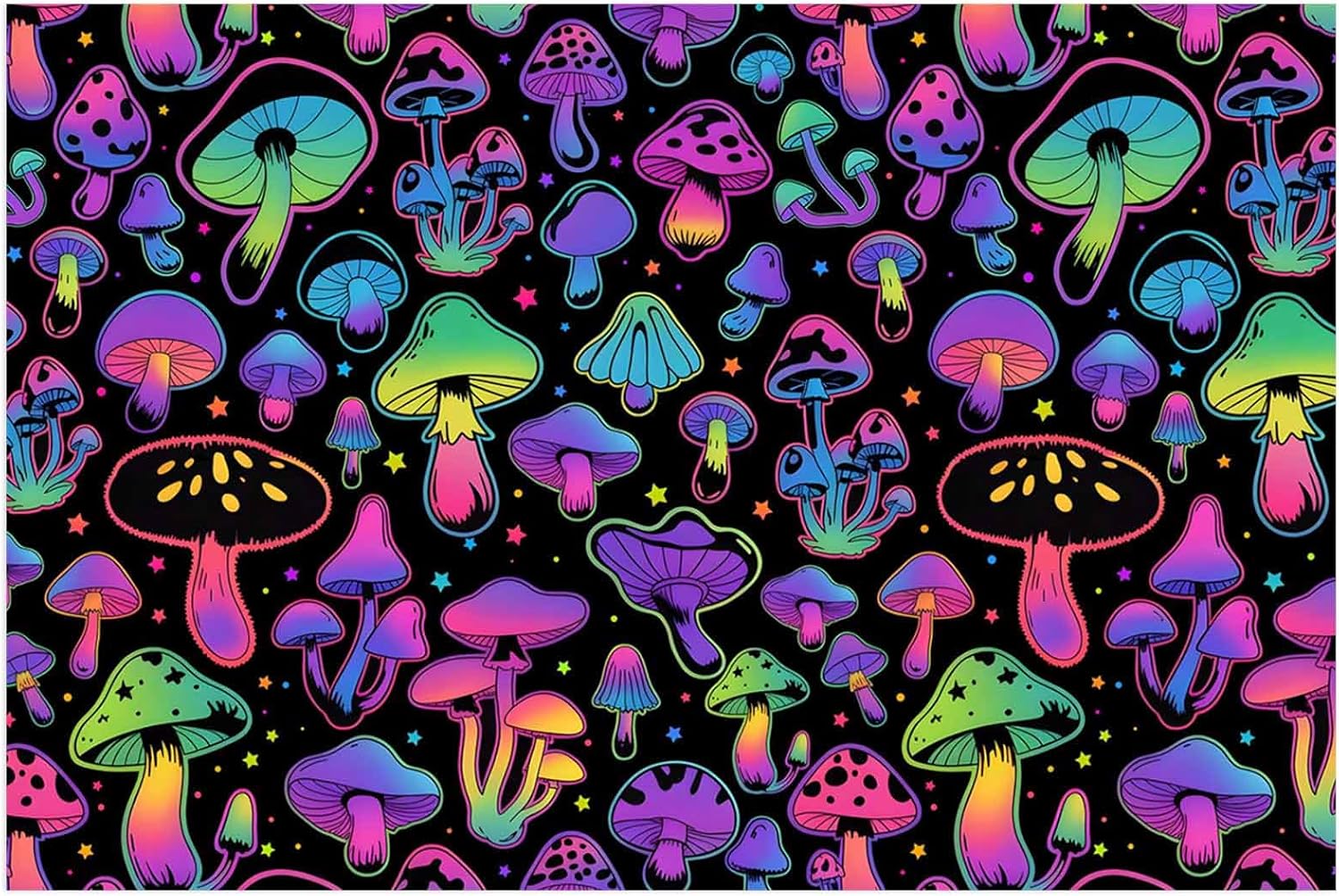 Halloween Aquarium Background Poster Fish Tank Background for Fish Tank Backgrounds Wallpaper Decoration 16.4x24.4 inch Colorful Mushroom and Black Starry Sky