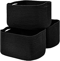 Vista 18 de Cestas de almacenamiento para organizar estantes, cestas de cuerda de algodón tejida para organización del cuarto del bebé, organizador de libros