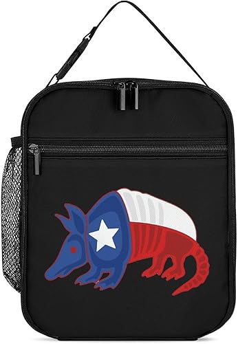 Bolsa de almuerzo aislada con diseño de Armadillo con bandera de Texas, para mujeres y hombres, reutilizable, bolsa de mano para el trabajo y viajes