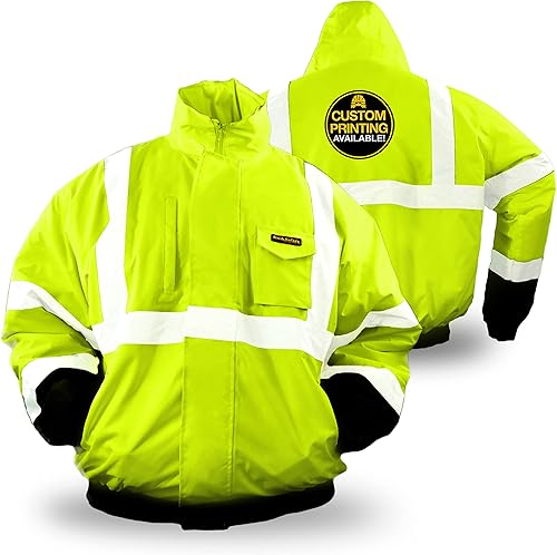 KwikSafety - Charlotte, NC - Chaqueta de seguridad GUARD, INVESTIGATOR & DISPATCHER Capucha plegable Clase 3 ANSI probado OSHA, Bolsillo sólido + 1