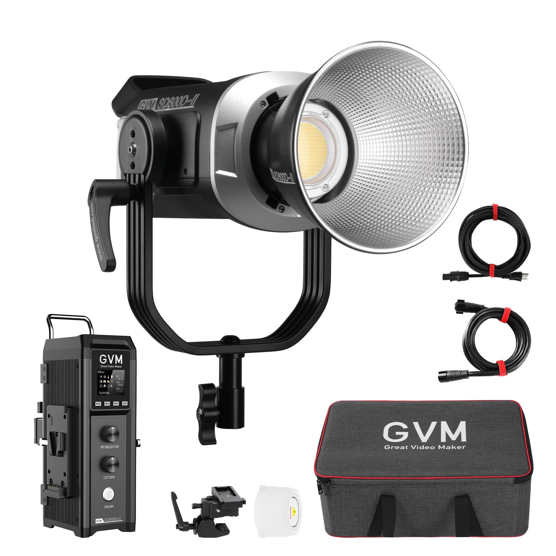 GVM Great Video Maker 600W LED Light, Photography Lighting with APP/DMX Control, 2700-6800K Bowen Mount Continuous CRI 97+ 12 Scenes for, 128000lux/1m