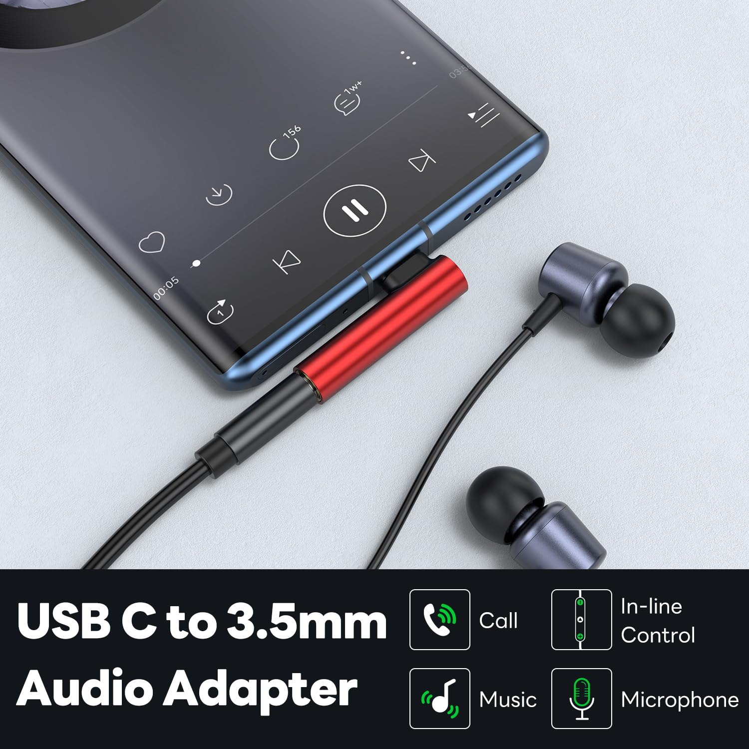 Type C to 3.5mm Audio Adapter USB C to Headphone Adapter (2 Total) Audio Jack to USB C Compatible with Samsung Galaxy S20-S23 S23+Ultra Note 20 10 S10 S9 Plus,Pixel 4 3 2 XL,iPad Pro,MacBook?Red
