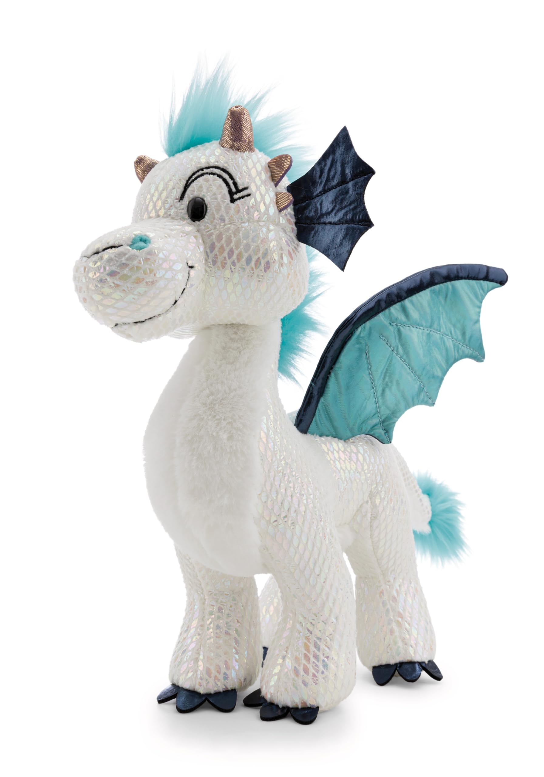NICI 62420 Smok Zafura, miękki pluszak z brokatowym efektem, maskotka do przytulania i zabawy dla dzieci i dorosłych, 27 cm, biały