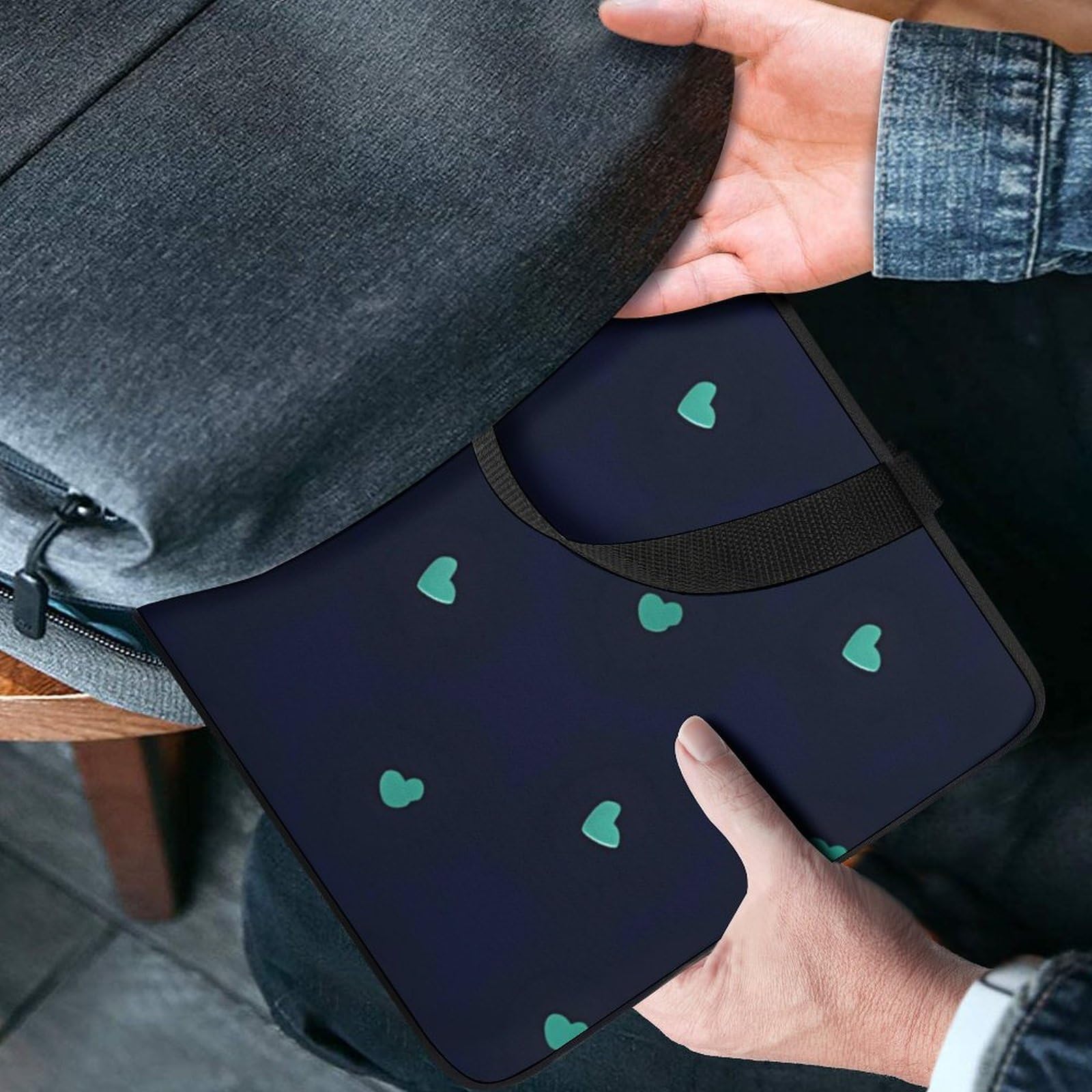 Jolie housse pour ordinateur portable de 17 pouces avec fond bleu, sac de protection pour ordinateur portable avec dragonne