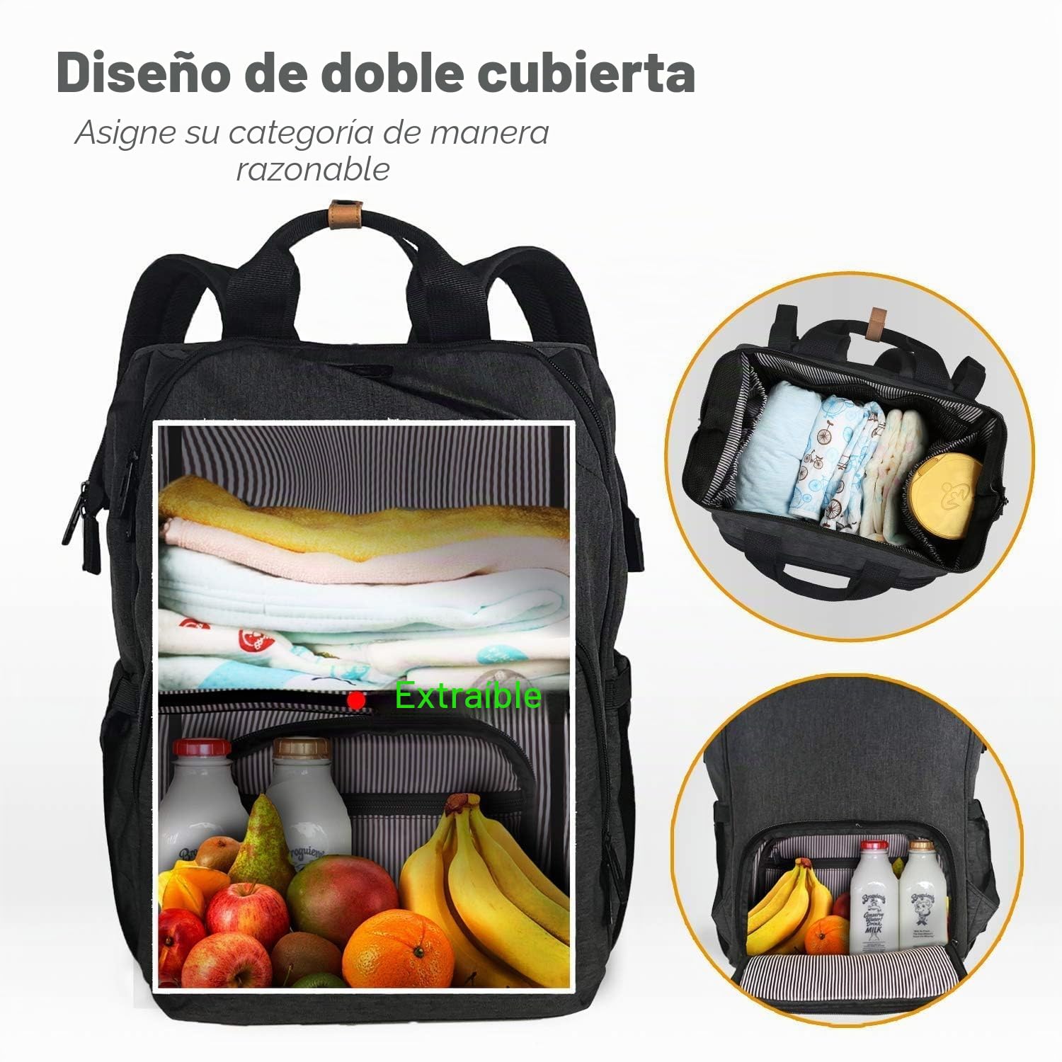 Hap Tim Mochila con bolsa para cambiar pañales para bebés/correas de cochecito/bolsillos con aislamiento, muchos bolsillos y mochila con bolsa de pañales para viajes Space de almacenamiento
