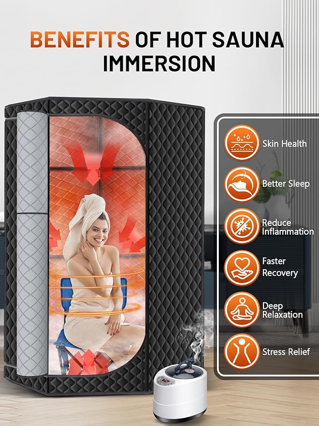 Sauna portátil Relexnow para hogar, vapor, 1500W, plegable, con silla y temporizador miniatura 5
