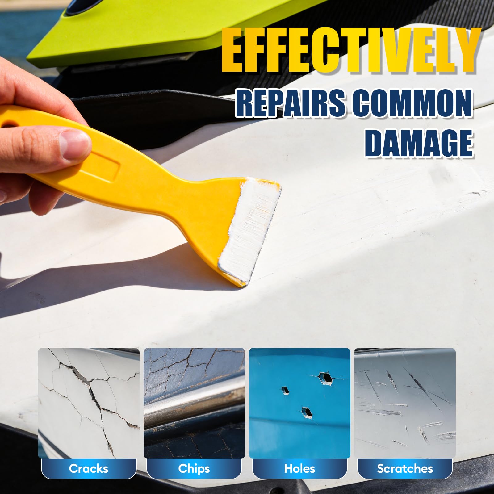 Nanoxa Marine Fiberglass Repair Kit, Gel Coat Repair Kit for Boats with Color Match, Fiberglass Boat Repair Kit, Weather-Resistant Epoxy Filler for Boats Fix Deep Cracks, Chips, Holes & Scratches - 4