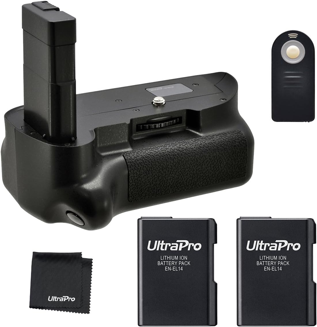 Battery Grip Bundle F/Nikon D5300: Includes Vertical Replacement Grip, 2-Pk EN-EL14a Replacement Long-Life Batteries, UltraPro Accessory Bundle