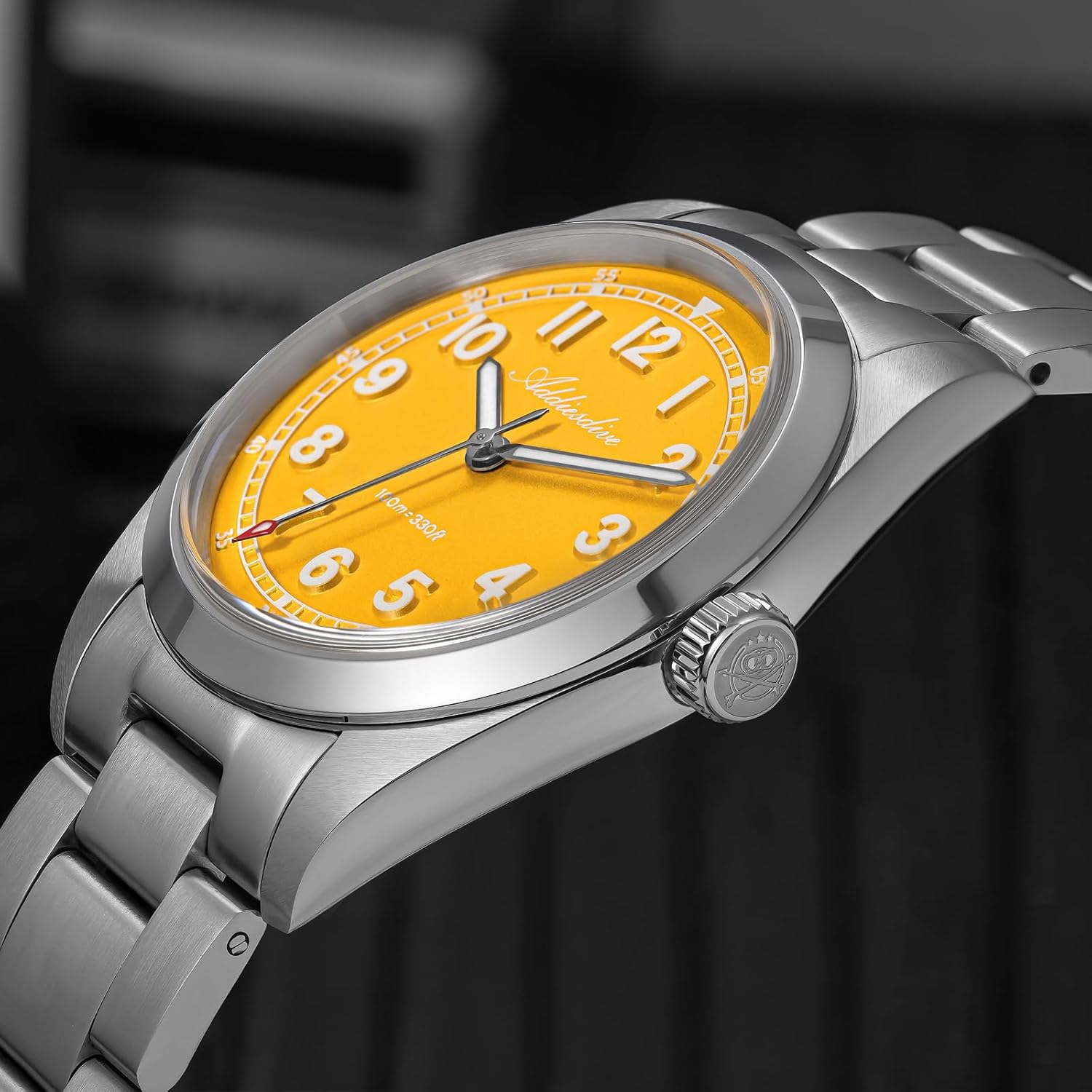 ADDIESDIVE 9 MM Mens Watch Synthetic Sapphire Easy to Read Arabic Numeral Face BGW9 Luminous 100 M Waterproof Quartz Analog Dress Watches