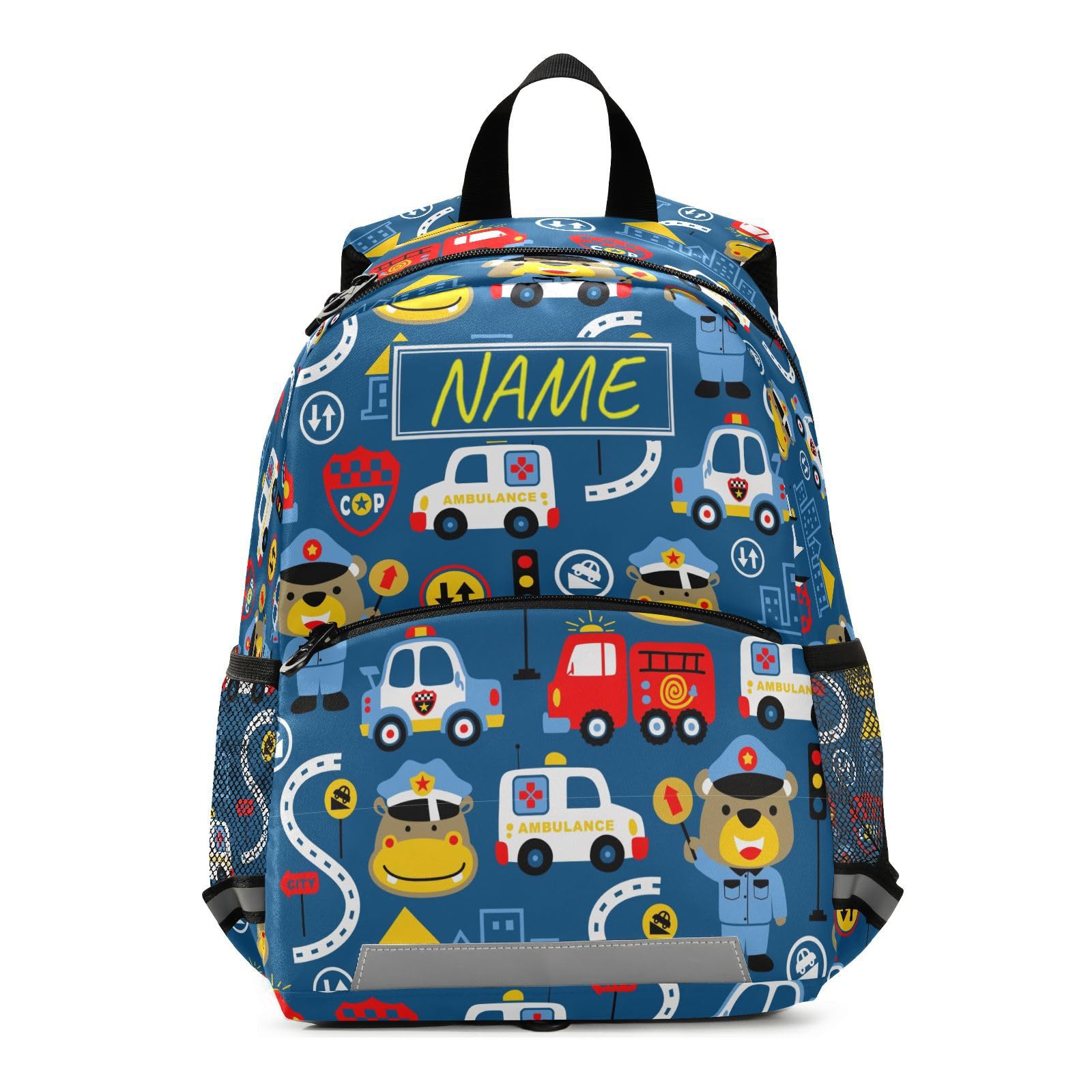 Ksajwzf Mochila para niños pequeños con nombre personalizado de dibujos animados de coche para niños y niñas de 3 a 6 años, personalizada, colorida, autobús, jardín de infantes, mochila preescolar,